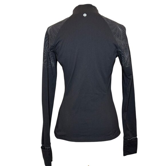 Lululemon Toasty Tech Black Long-Sleeve Half-Zip Pullover Shirt With Silver Acce - Picture 3 of 6